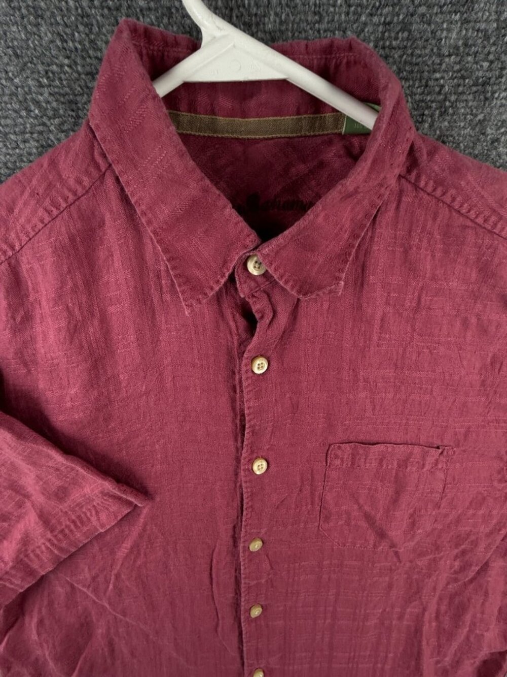 Tommy Bahama All Linen Button Up Shirt Men Short Sleeve Red Medium Breathable